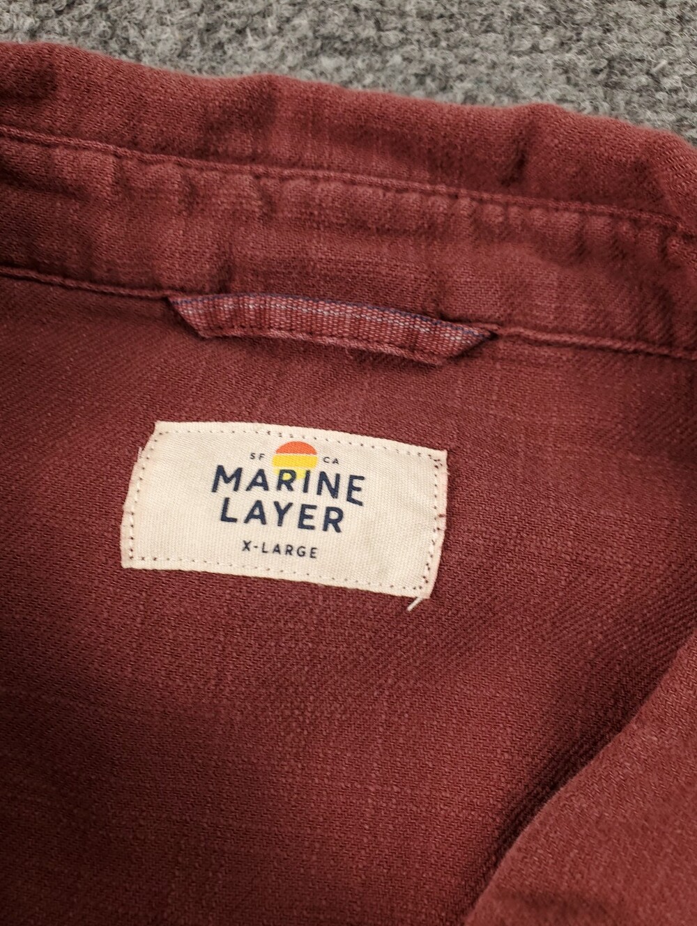 Marine Layer Selvedge Shirt XL Long Sleeve Button Up Terracotta Red 100% Cotton - Picture 4 of 11